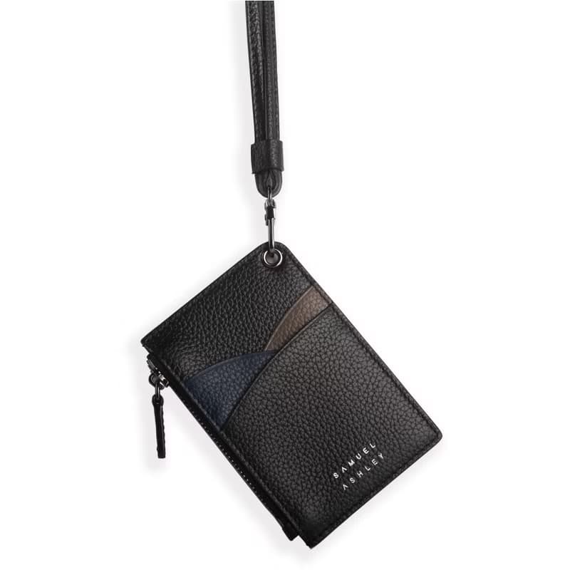 【男生禮物】Robyn 意大利皮革ID掛頸證件套 - 啞黑色 可加購印名