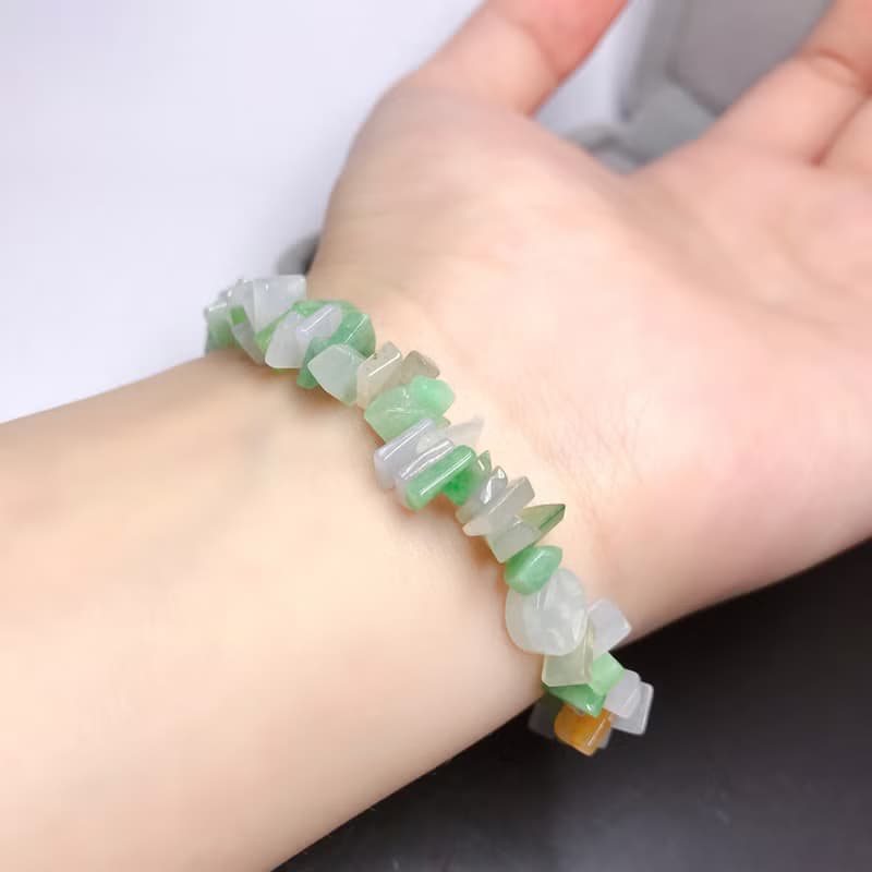 冰種多彩翡翠隨形手鍊 | 天然緬甸A貨翡翠 | 送禮