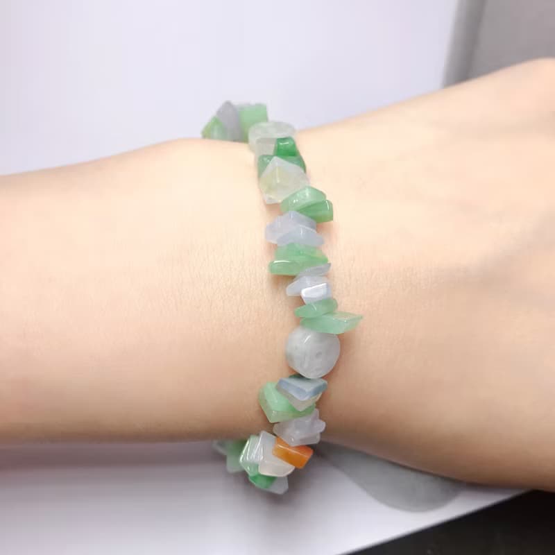 冰種多彩翡翠隨形手鍊 | 天然緬甸A貨翡翠 | 送禮