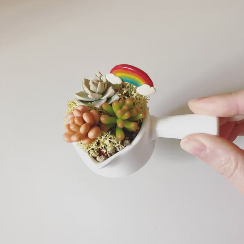 接單製作款。多款肉肉盆4號。仿真黏土多肉植物_彩虹雲朵手工花插