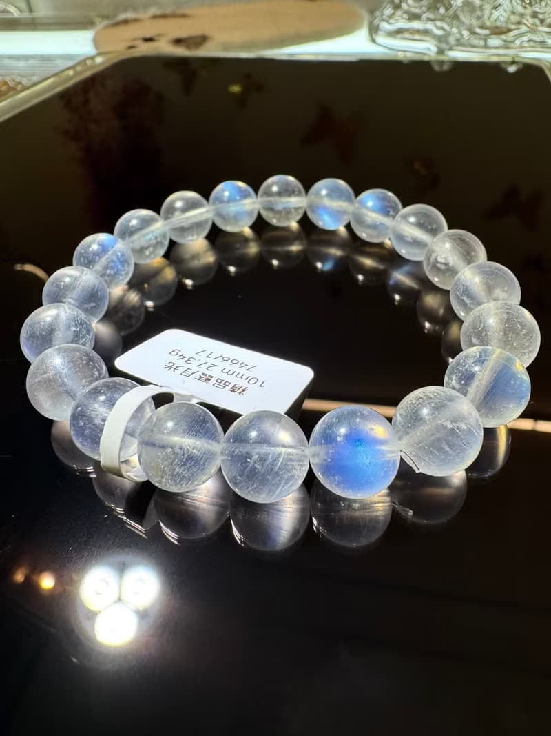 精品天然高彩藍月光水晶10mm27.34g人緣桃花提升魅力助眠緩解急躁