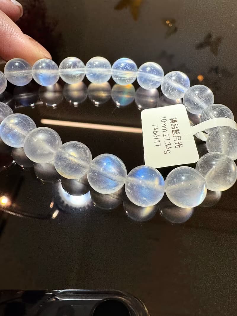 精品天然高彩藍月光水晶10mm27.34g人緣桃花提升魅力助眠緩解急躁
