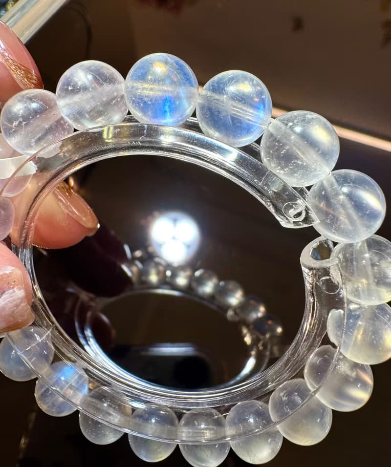 精品天然高彩藍月光水晶10mm27.34g人緣桃花提升魅力助眠緩解急躁