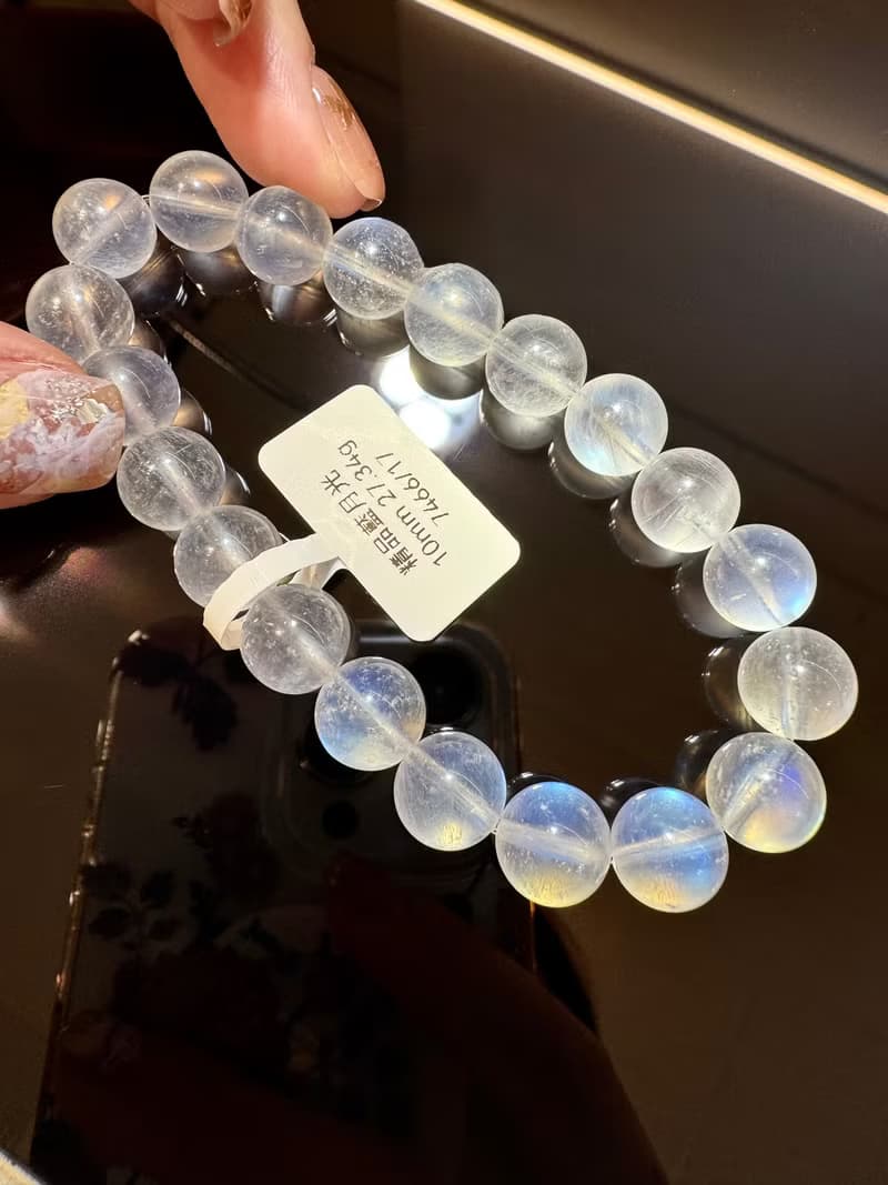 精品天然高彩藍月光水晶10mm27.34g人緣桃花提升魅力助眠緩解急躁