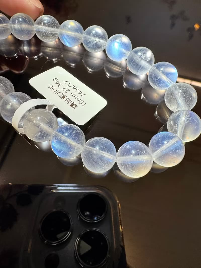 精品天然高彩藍月光水晶10mm27.34g人緣桃花提升魅力助眠緩解急躁