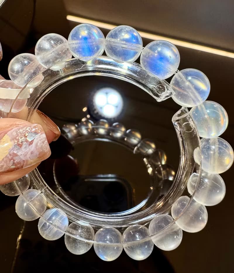 精品天然高彩藍月光水晶10mm27.34g人緣桃花提升魅力助眠緩解急躁