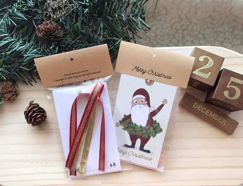 聖誕老公公禮物小卡(一組4入) 小卡片 禮物吊卡 吊牌 聖誕卡