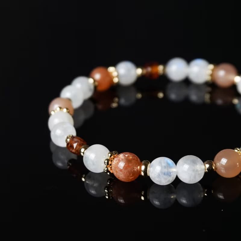 希望之門 // 月光石橙月光石太陽石橙石榴石 手鍊 // 平靜 勇氣