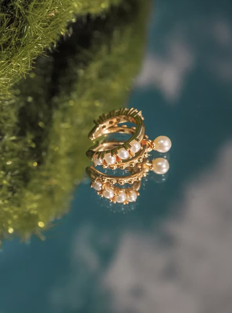 淡水珍珠 鋯石 雙面 金/銀 純銀 耳夾耳環