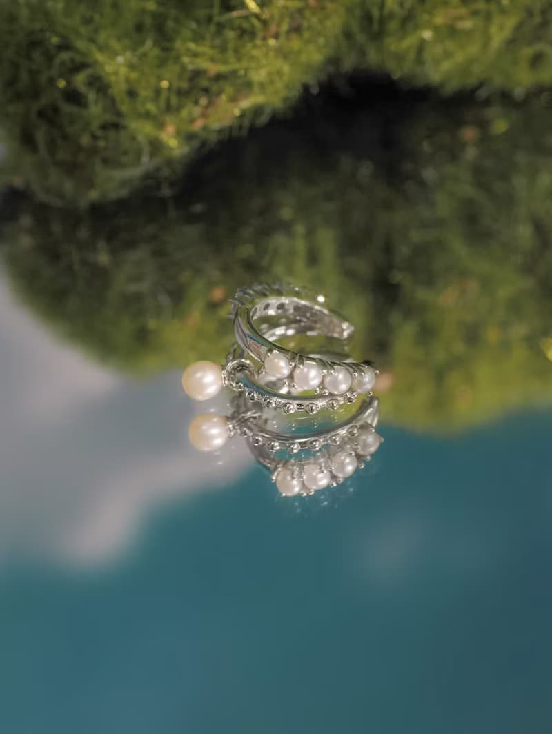 淡水珍珠 鋯石 雙面 金/銀 純銀 耳夾耳環