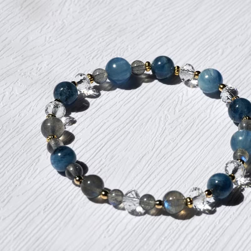 魔鬼海藍寶 藍晶 白水晶 拉長石 水晶 手鍊 手鏈 健康 勿忘我