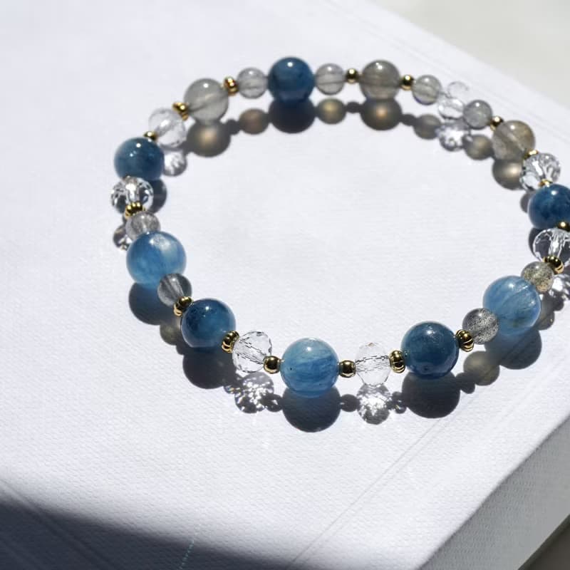 魔鬼海藍寶 藍晶 白水晶 拉長石 水晶 手鍊 手鏈 健康 勿忘我