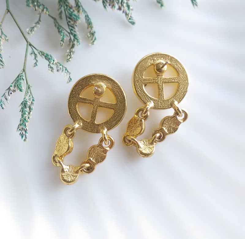 Vintage Jewelry 西洋古董飾品 優美 仿珠 垂吊鍊珠 針式耳環