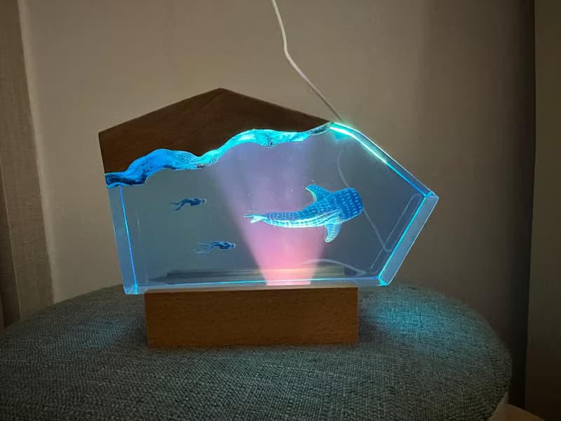 【訂制】改版 鯨鯊海洋探索系列情侶潛水員 手工夜燈擺件