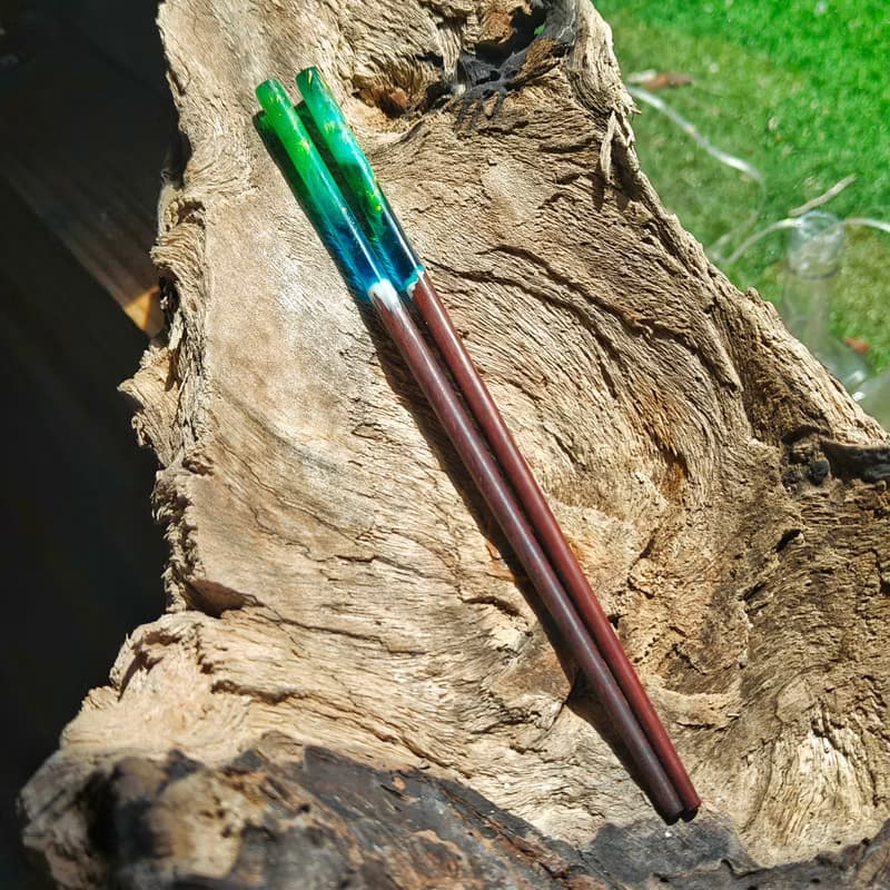 綠島手作/海洋手工染色樹脂筷/藍海木筷環保餐具/新婚禮物/新居禮