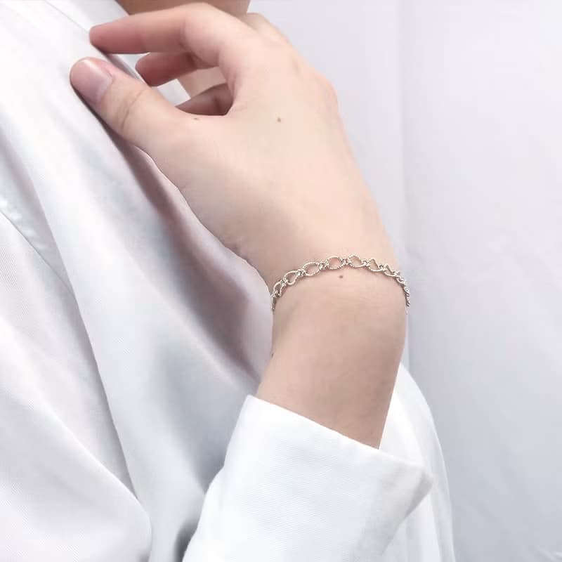 麻花圓舞曲 純銀手鍊(4.0mm寬鍊) 925純銀 刻字手鍊 女生手鍊