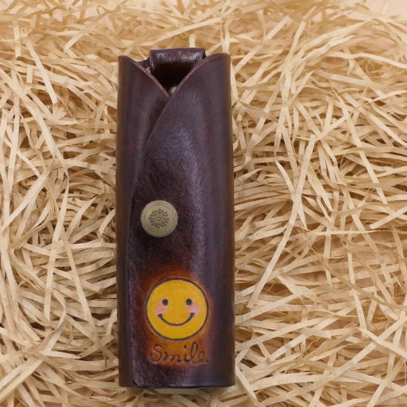 微笑手染簡約皮革鑰匙包