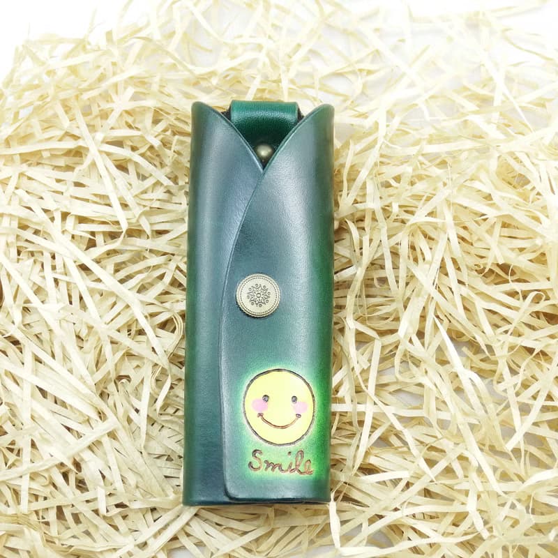 微笑手染簡約皮革鑰匙包