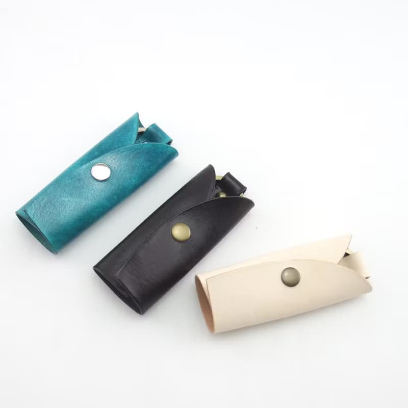 微笑手染簡約皮革鑰匙包