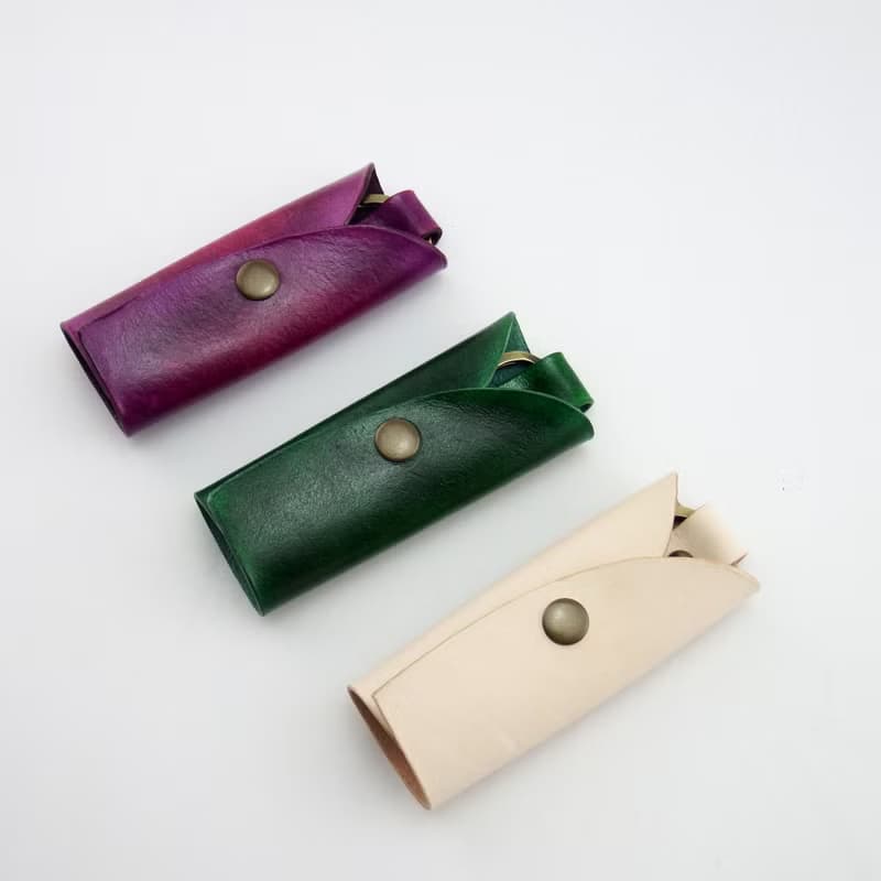 微笑手染簡約皮革鑰匙包