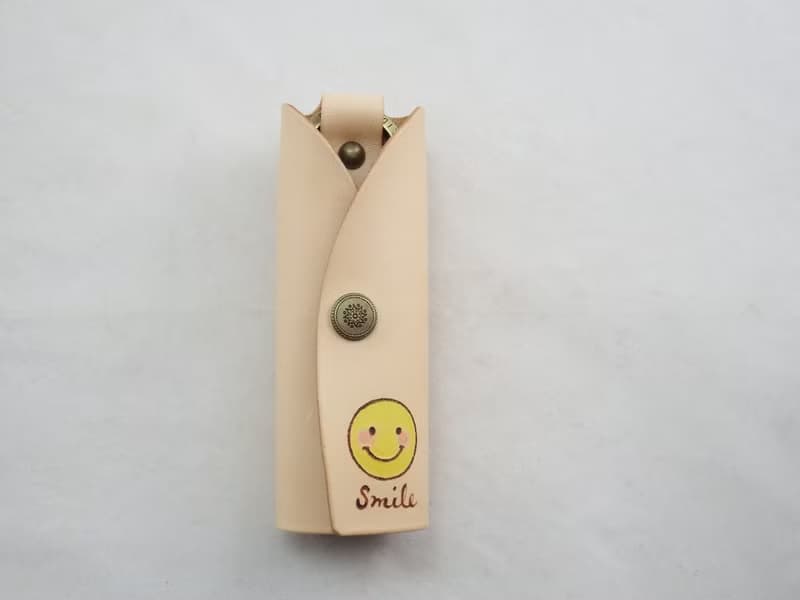 微笑手染簡約皮革鑰匙包