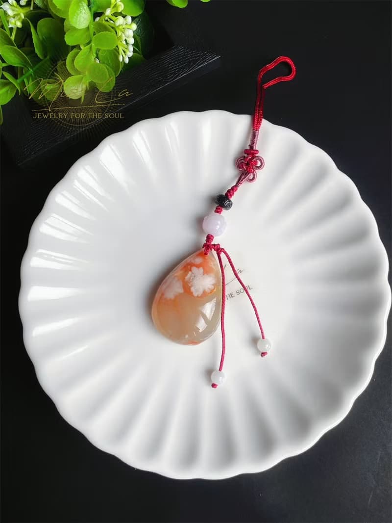 天然緬甸玉翡翠  蓮花珠 櫻花瑪瑙 水滴 禮物 包掛 設計款