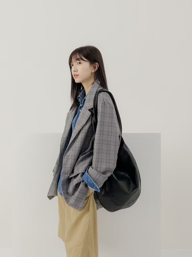 supportingrole 真皮優雅摩登都市肩側手提背包  黑