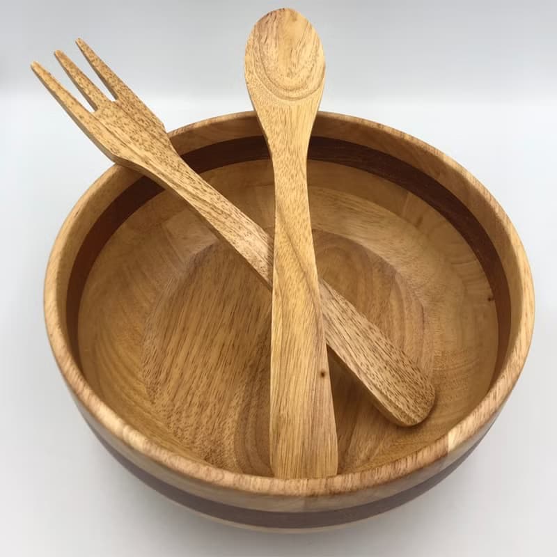 【 LUCKY WOOD】木質居家食器 - 沙拉 /輕食 湯叉組