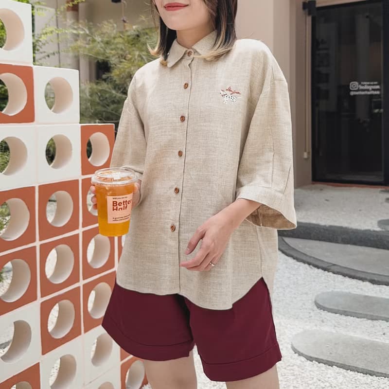 Oliver oversize linen Shirt 麻布 襯衫 Natural 自然色
