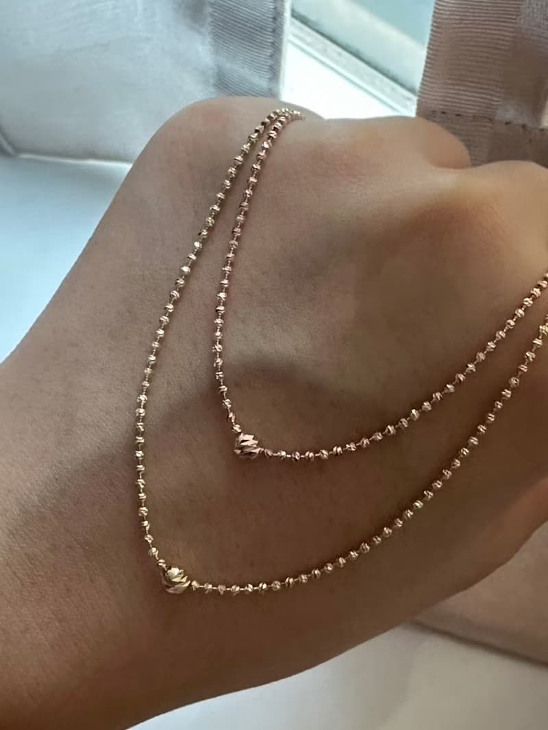 14K 閃亮切割金球項鍊 (40cm)