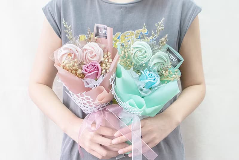 玫瑰馬林糖乾燥花束CO004(2色可挑) 情人節 生日 畢業 紀念日