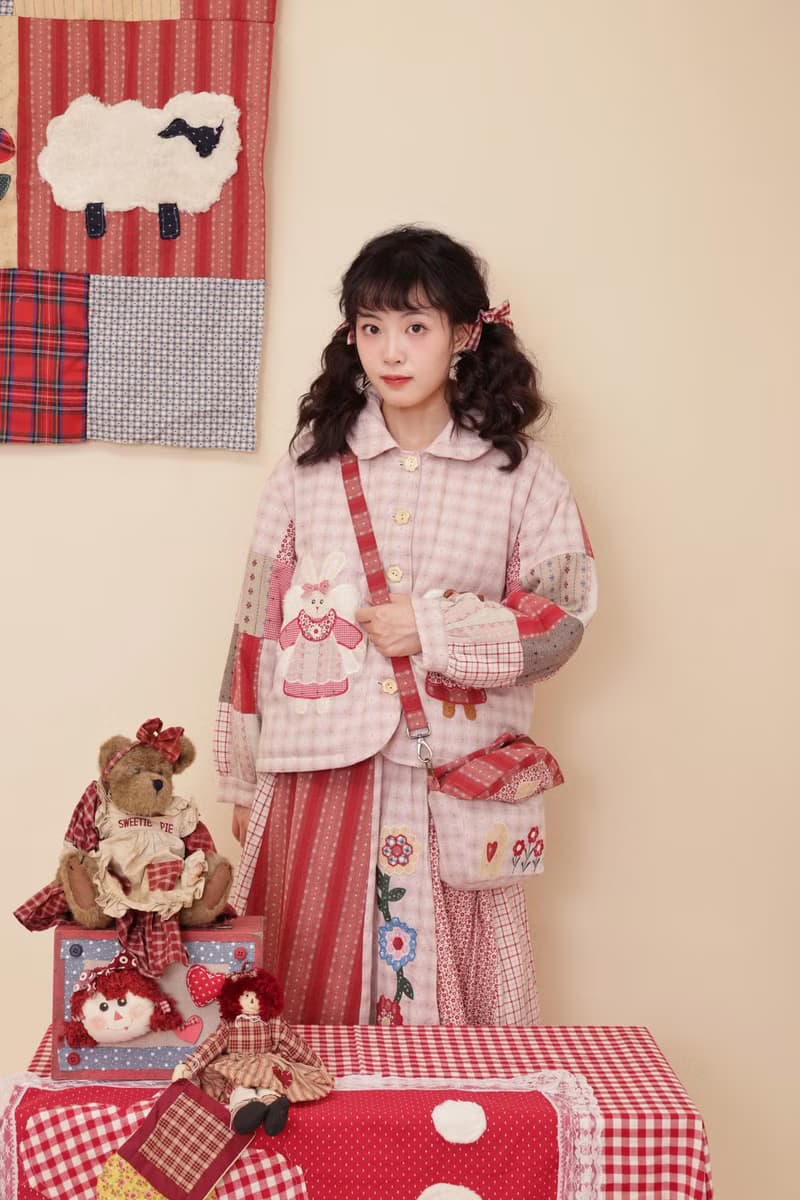 古著感少女 remake手作 拼布玩偶 娃娃領夾棉短上衣外套