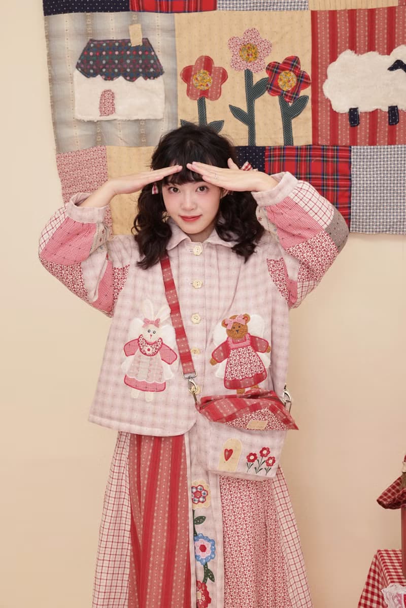 古著感少女 remake手作 拼布玩偶 娃娃領夾棉短上衣外套