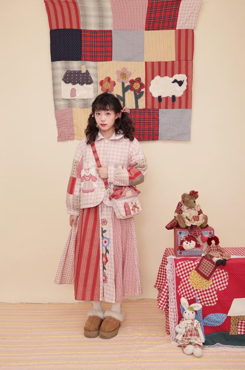 古著感少女 remake手作 拼布玩偶 娃娃領夾棉短上衣外套