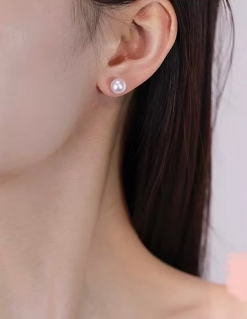 Dragon Jewelry日本Akoya 天然海水珍珠耳環 7.5mm 18k金耳針
