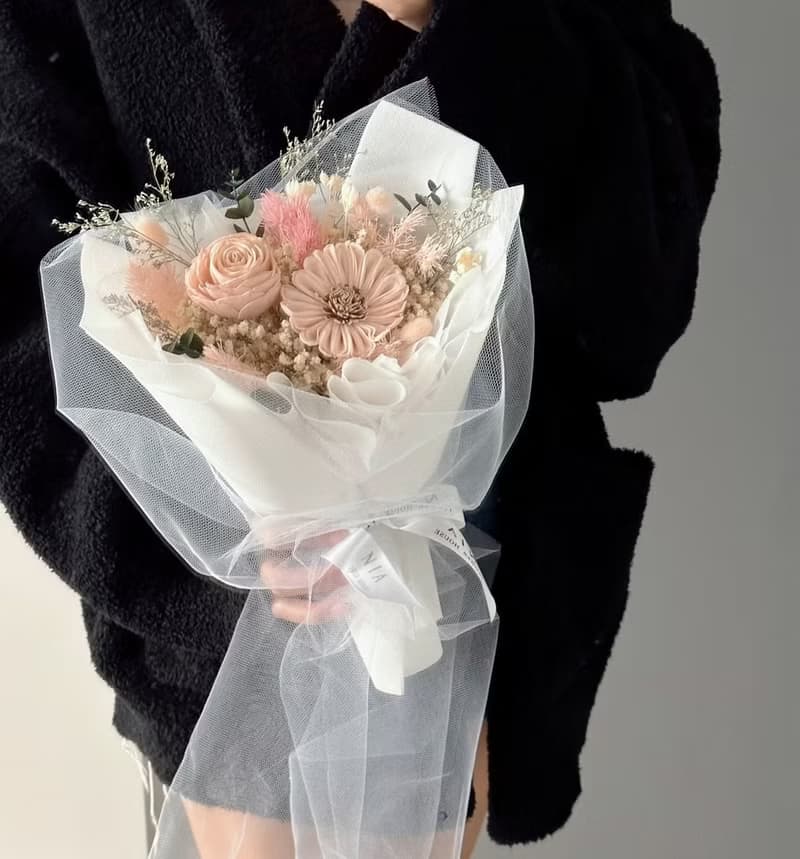 妮婭設計|快速出貨 韓式質感加紗小花束