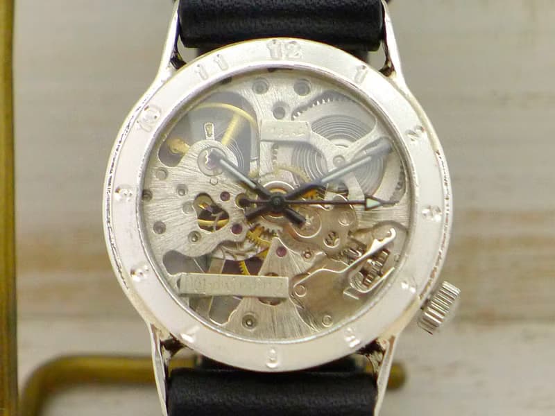 SHW027 アラビアベゼル 手巻きSilver925 Men's 32mm 手作り腕時計 (SHW027アラビア)