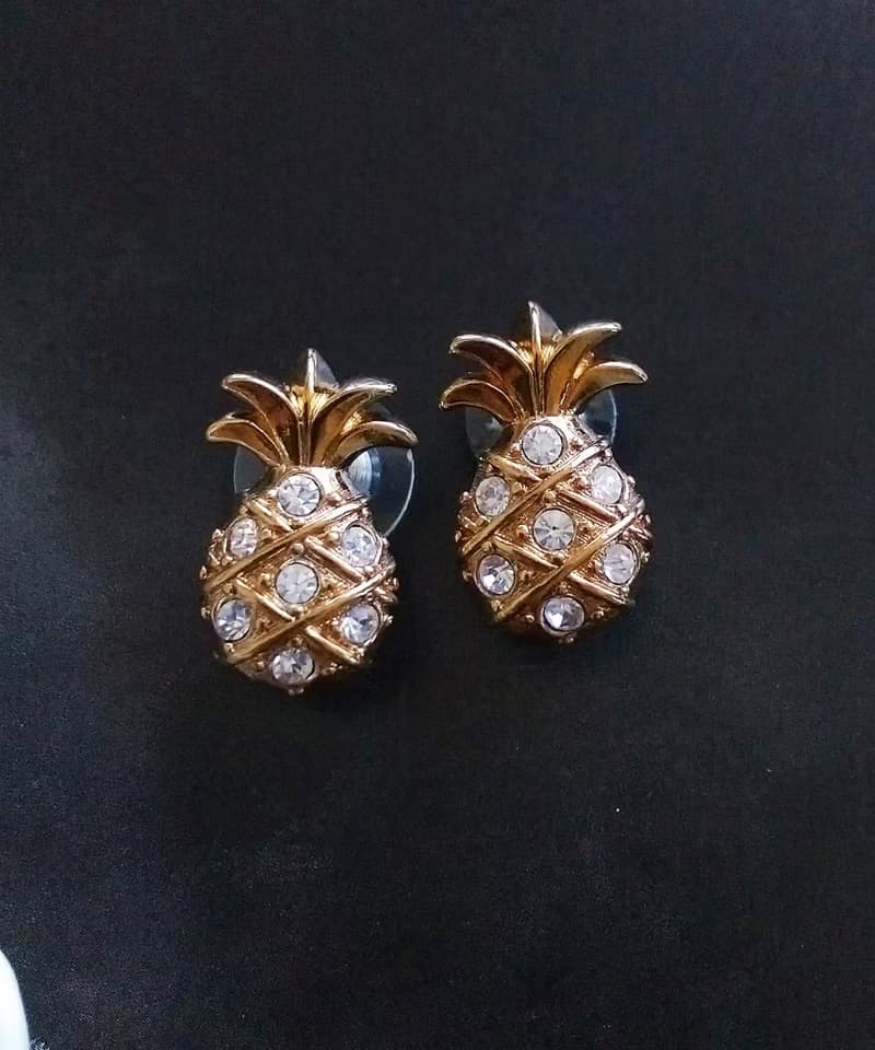 Vintage Jewelry 西洋古董飾品 AVON  小鳳梨 小波羅 針式耳環