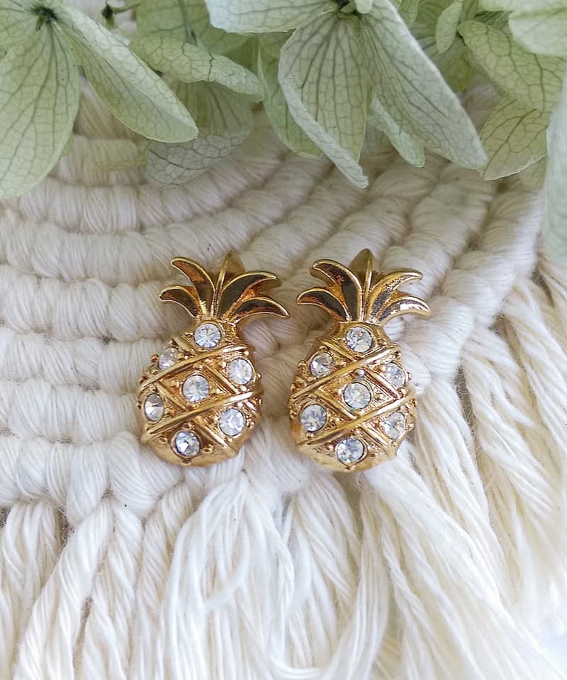 Vintage Jewelry 西洋古董飾品 AVON  小鳳梨 小波羅 針式耳環