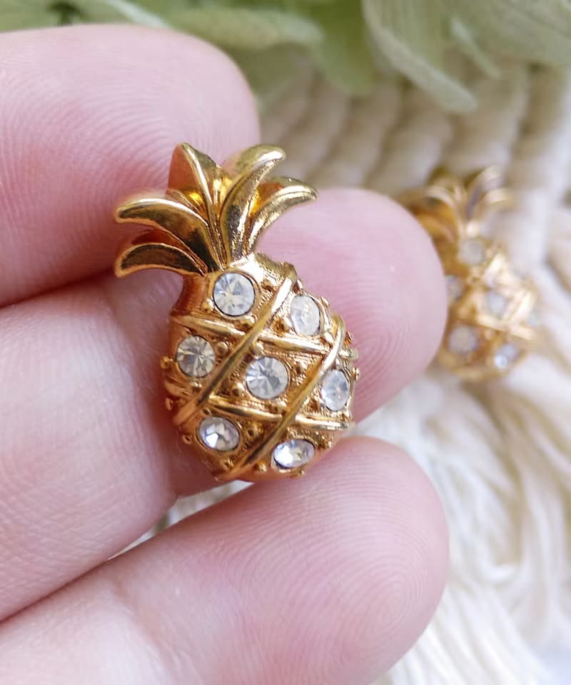 Vintage Jewelry 西洋古董飾品 AVON  小鳳梨 小波羅 針式耳環