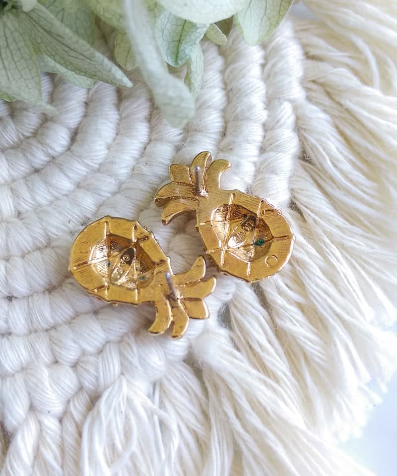 Vintage Jewelry 西洋古董飾品 AVON  小鳳梨 小波羅 針式耳環