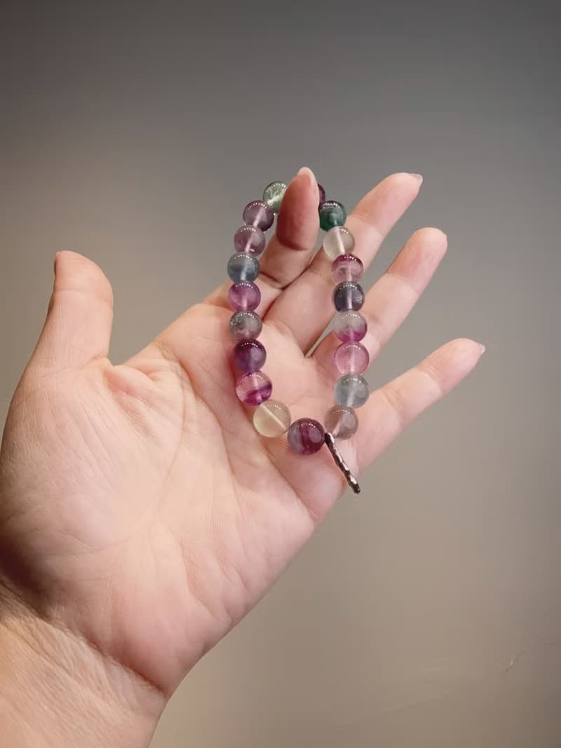 B3- 原礦彩虹螢石 部落純銀引信。Z-20250918-525