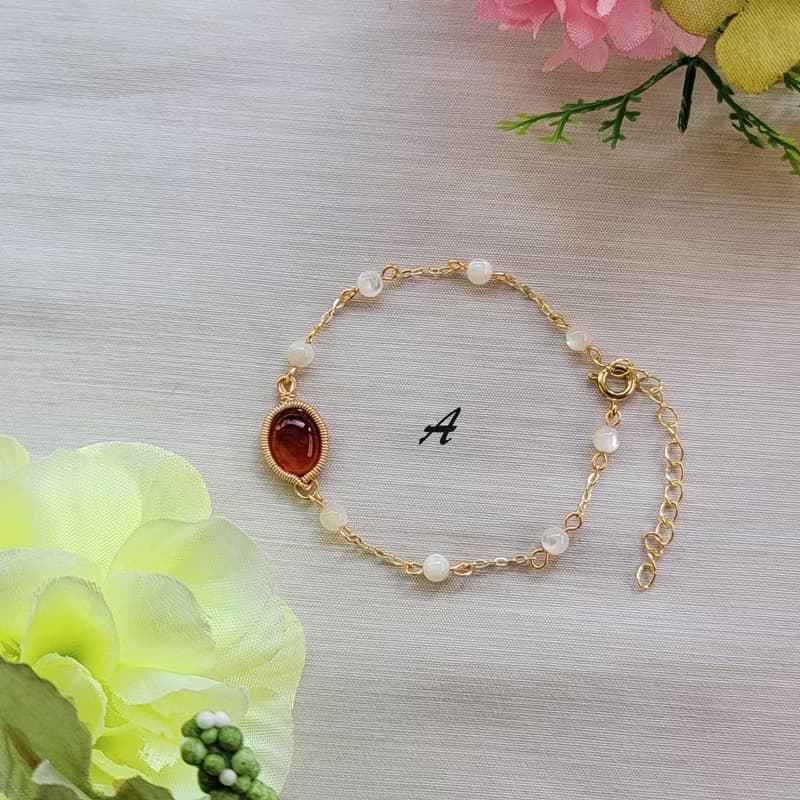 Six Cats 14KG F金屬線編織 天然石手鍊 禮物