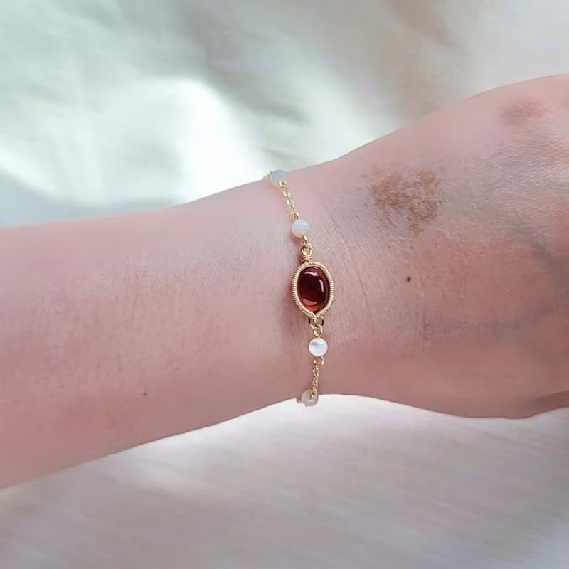 Six Cats 14KG F金屬線編織 天然石手鍊 禮物