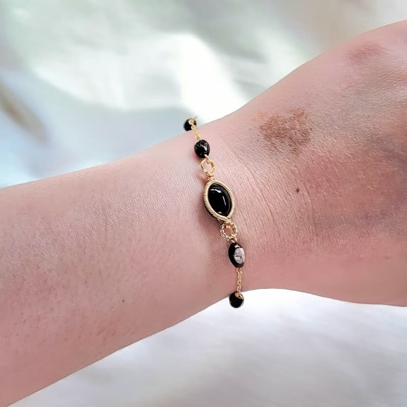 Six Cats 14KG F金屬線編織 天然石手鍊 禮物