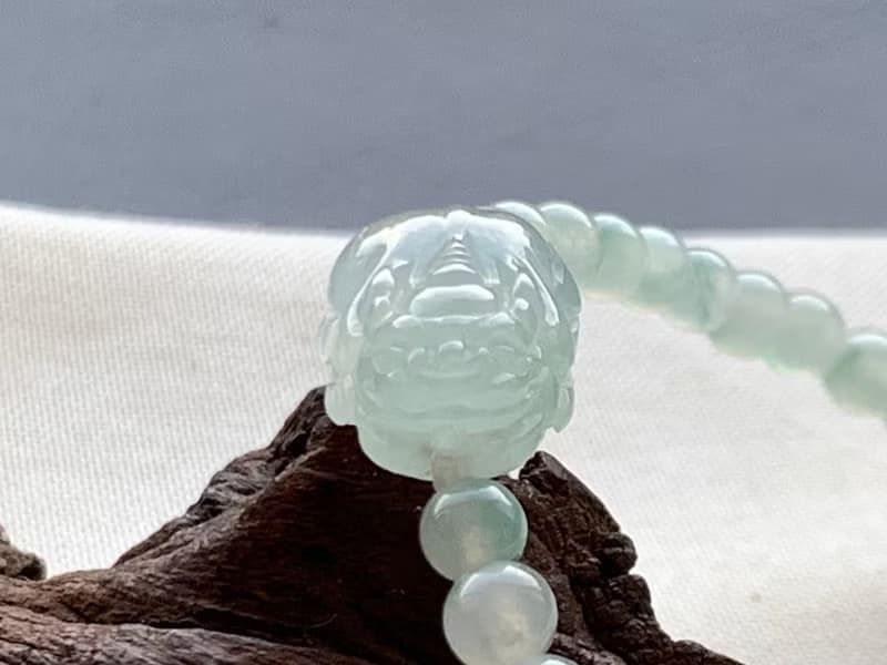 快速出貨 免費開光 天然A貨緬甸玉翡翠招財貔貅手鍊 冰種翡翠