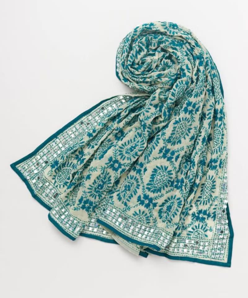 【熱門預購】印度傳統亮片花卉刺繡圍巾(4色)ISDP3703