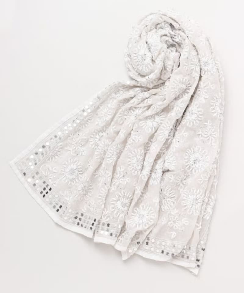 【熱門預購】印度傳統亮片花卉刺繡圍巾(4色)ISDP3703