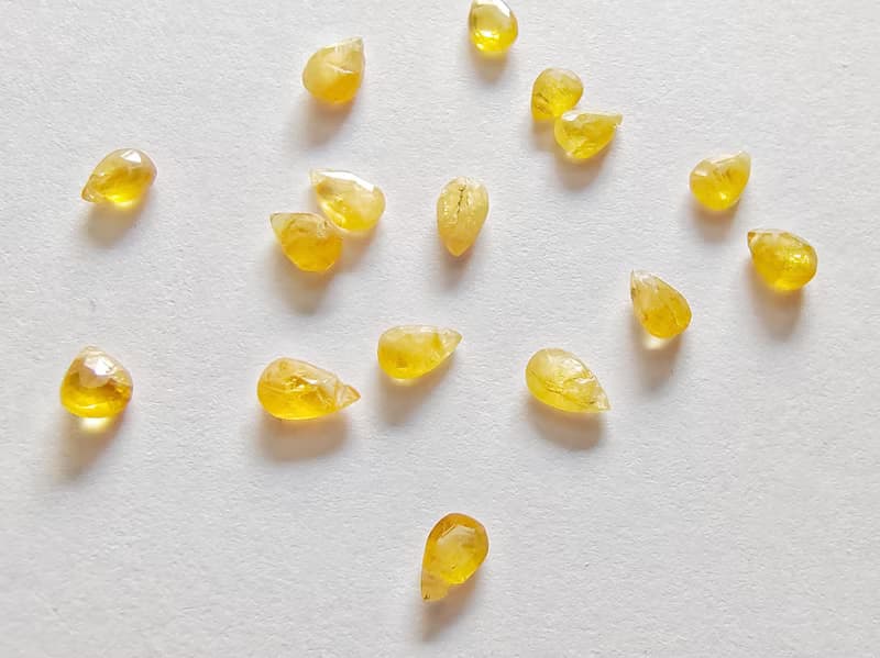 稀有黃色藍寶石Sapphire耳環(耳夾) 球球耳釘 迷你小水滴
