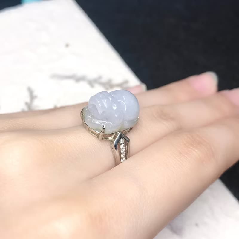 【招財神獸】冰種翡翠貔貅戒指 925銀|天然緬甸玉翡翠A貨| 送禮